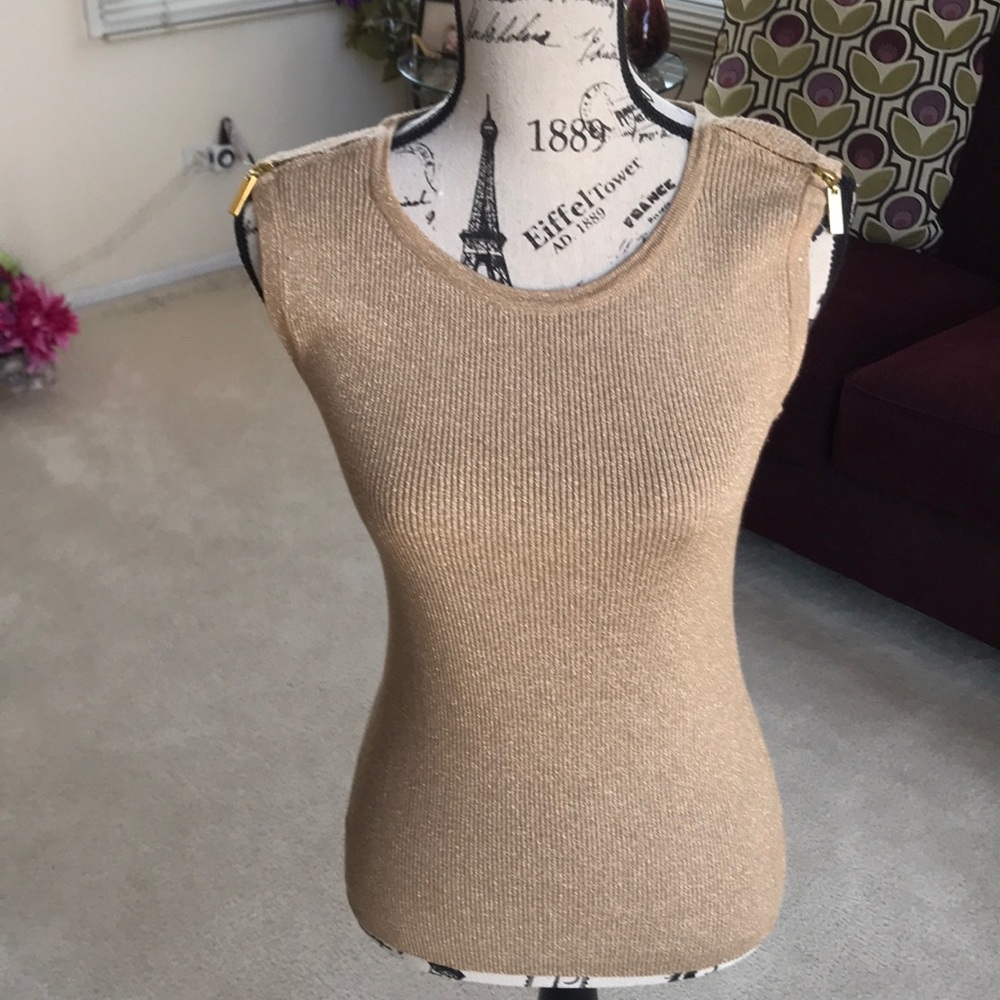 Alfani Sleeveless Knit Top in Gold Shimmer
